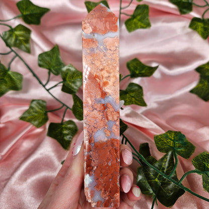 Cotton candy agate tower