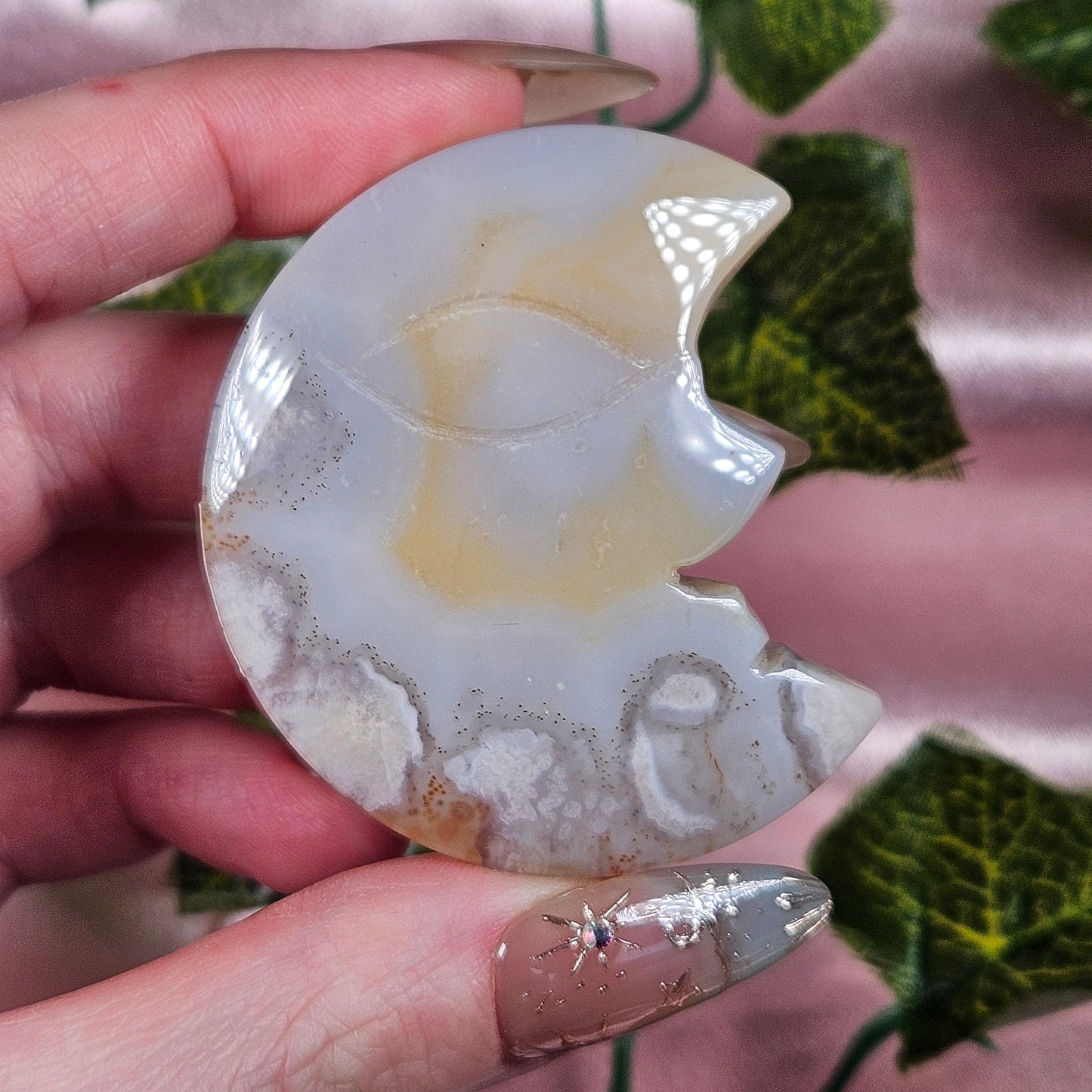 Flower agate moon face🌛