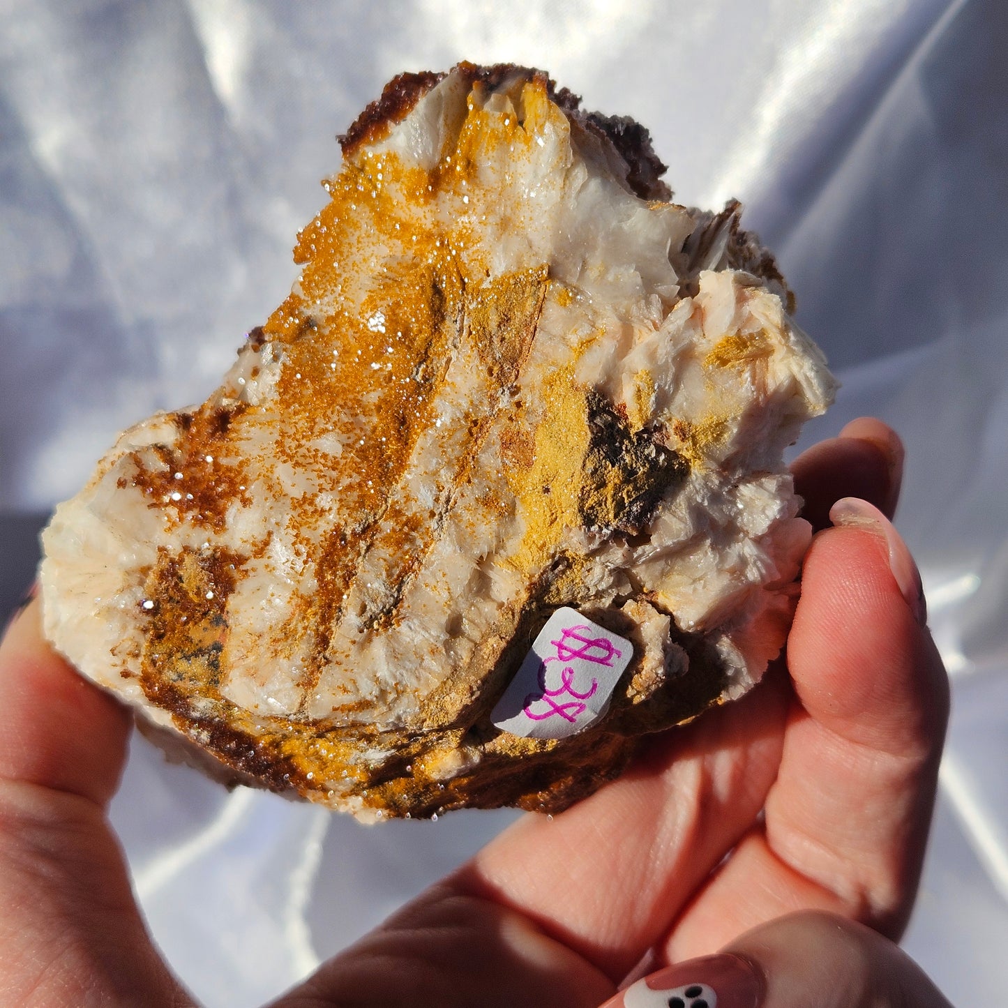 Vanadinite and stillbite specimen