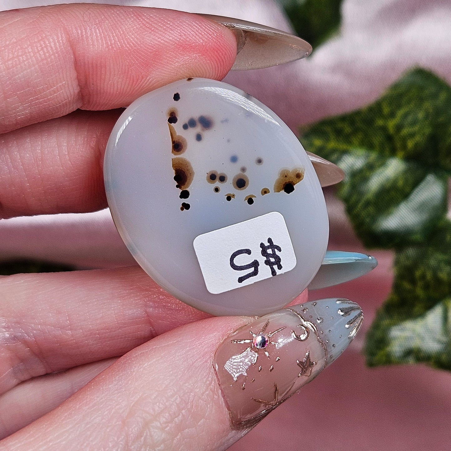 Dendritic agate flat stone/ cabochon