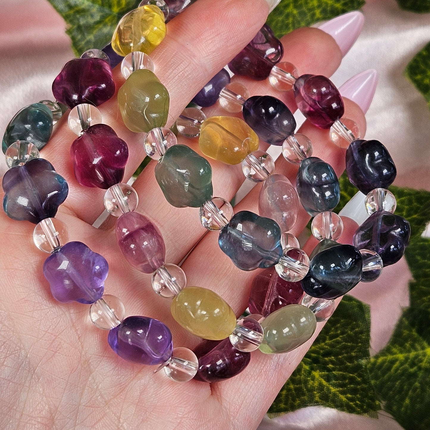 Rainbow fluorite star bracelet