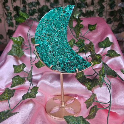 Malachite moon on stand