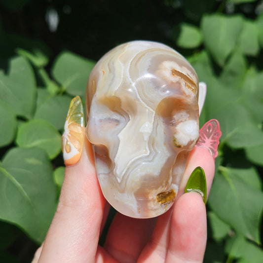 Flower agate skull