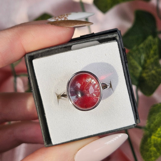 Adjustable S925 high quality fire quartz ring