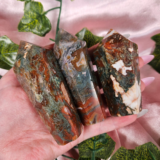 Moss agate/ Carnelian cupcake tower