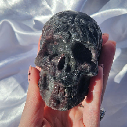 Garnet and arfvedsonite skull