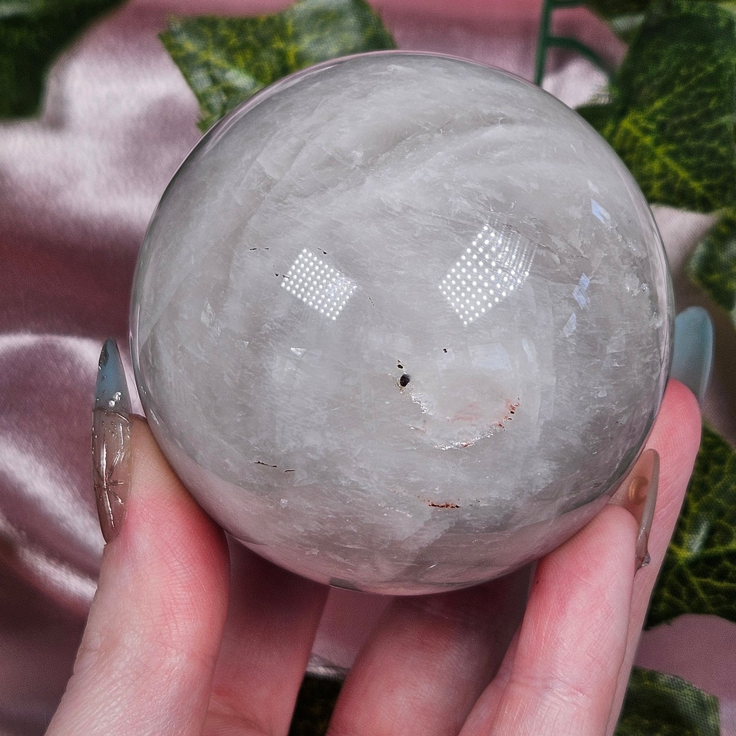 Black tourmaline in quartz sphere