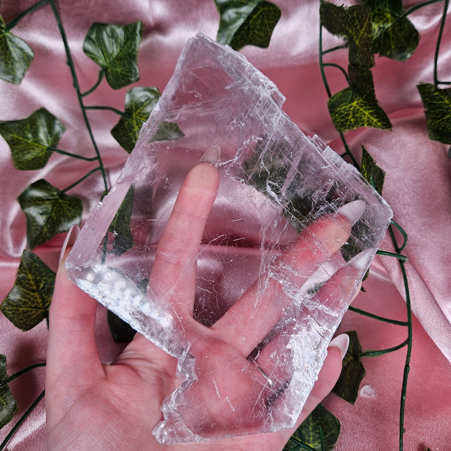 Light pink selenite slab