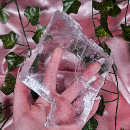 Light pink selenite slab