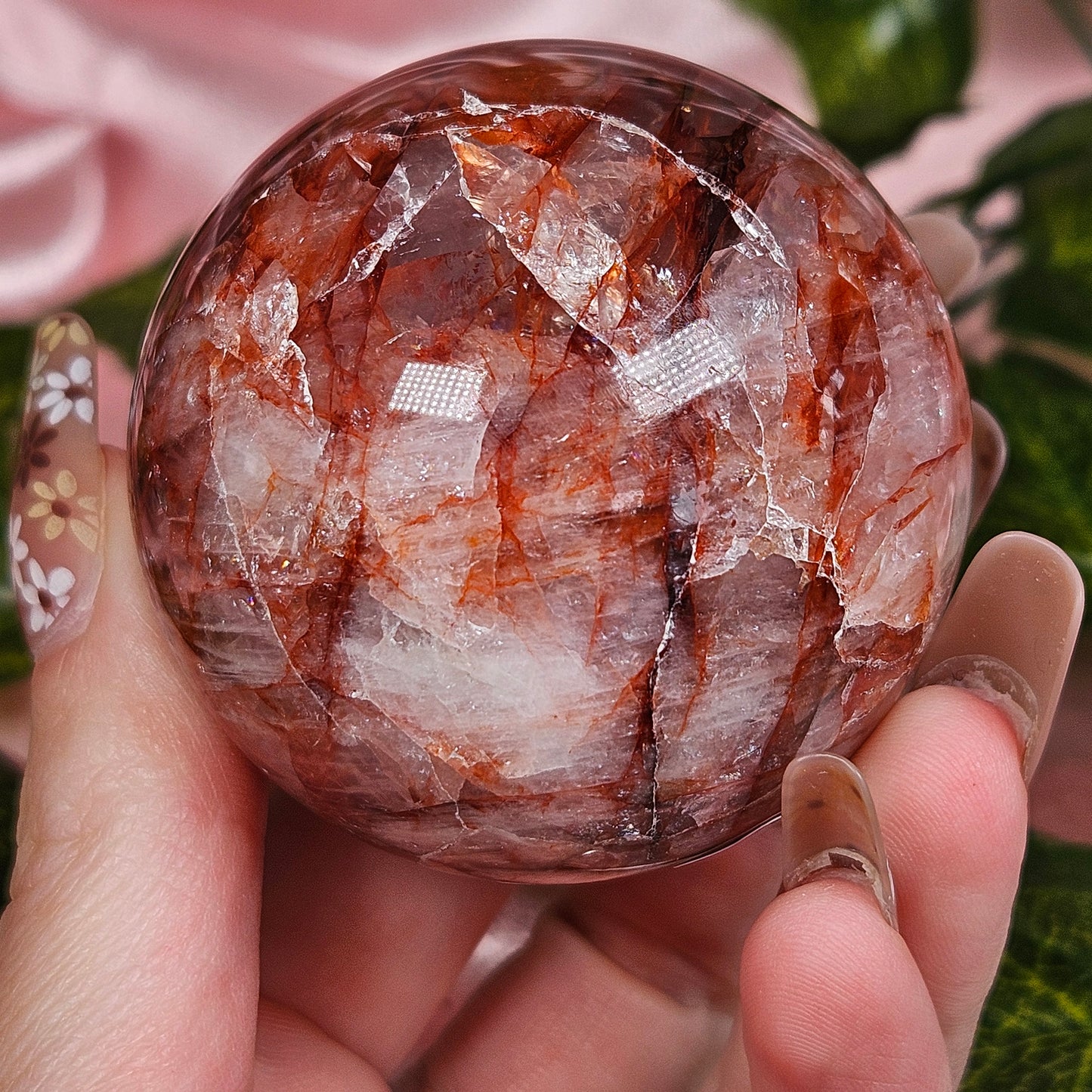 Fire quartz sphere