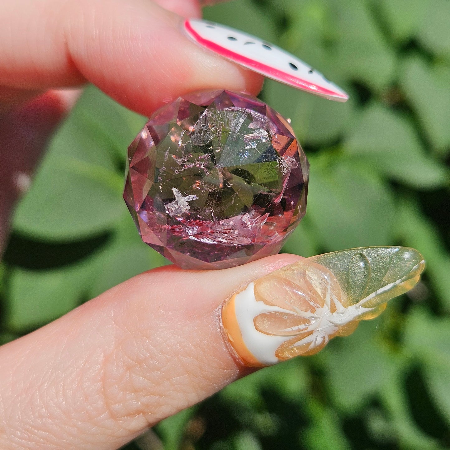 Mini ametrine faceted sphere
