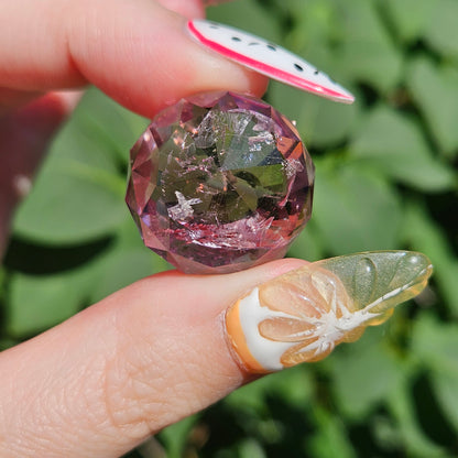Mini ametrine faceted sphere