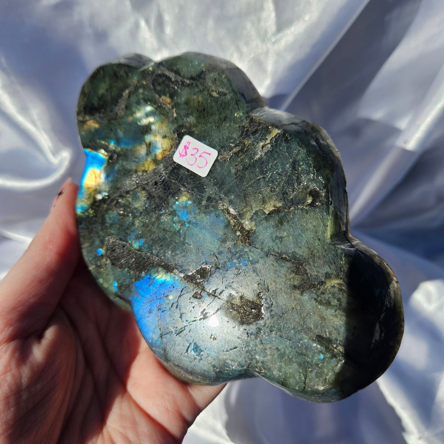 Labradorite & black tourmaline cloud bowl