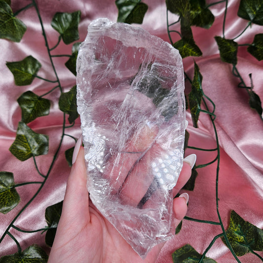 Light pink selenite slab