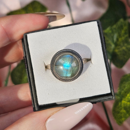 Adjustable S925 labradorite ring