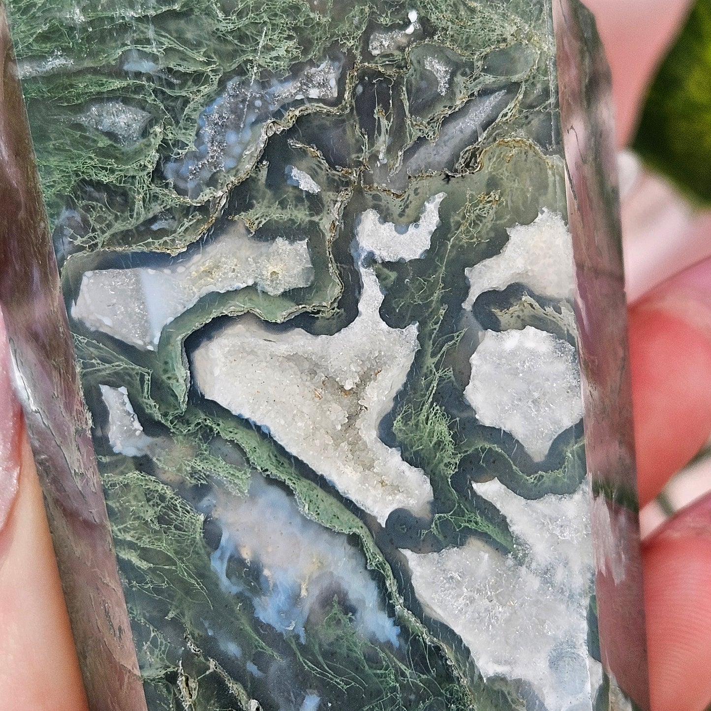 Moss agate cupcake tower