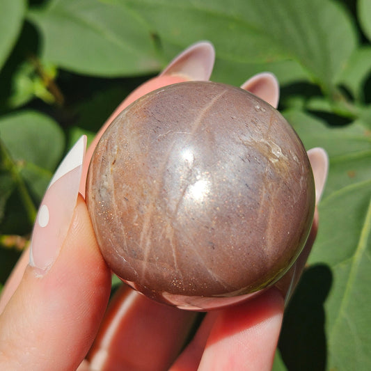 Peach moonstone/sunstone sphere