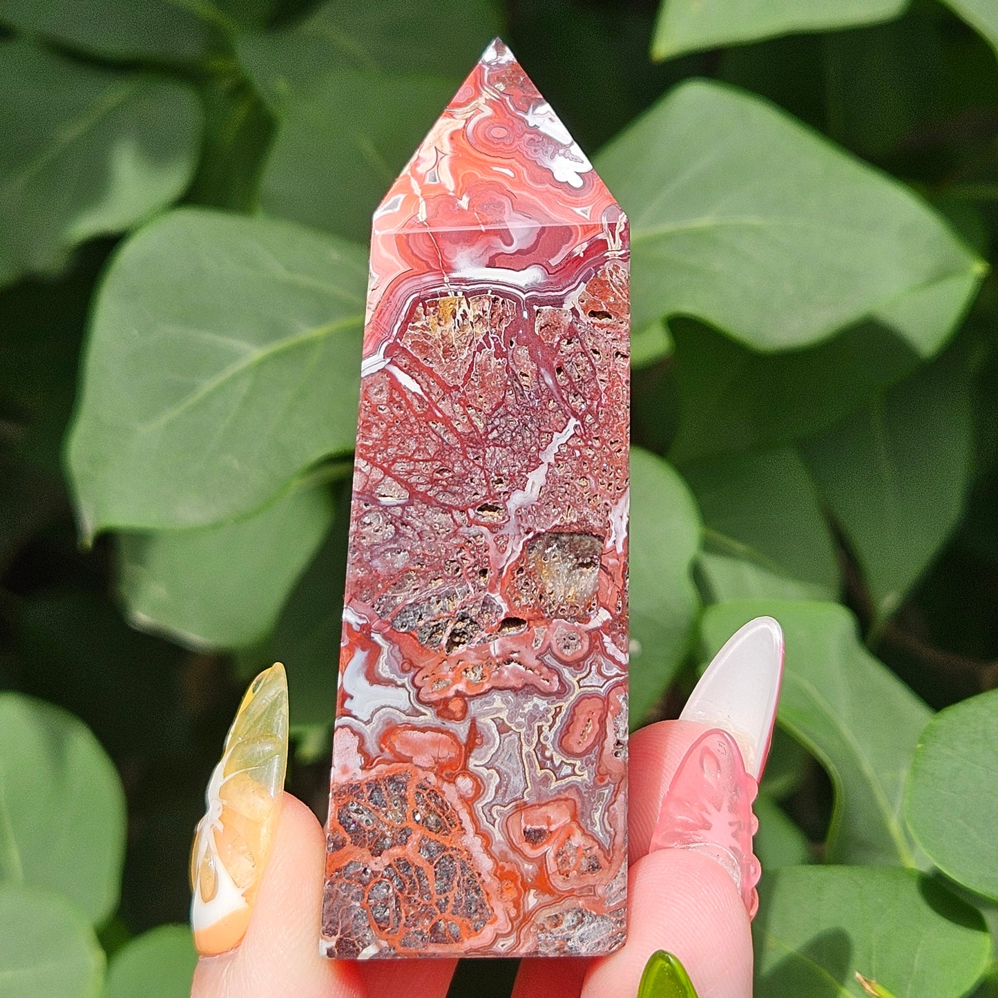 Mexican lace agate tower