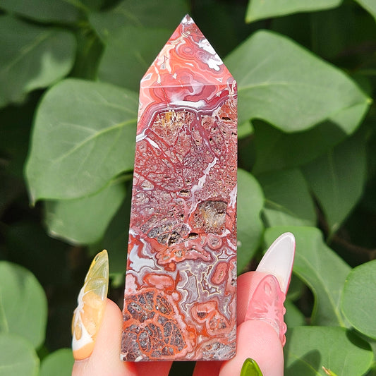 Mexican lace agate tower