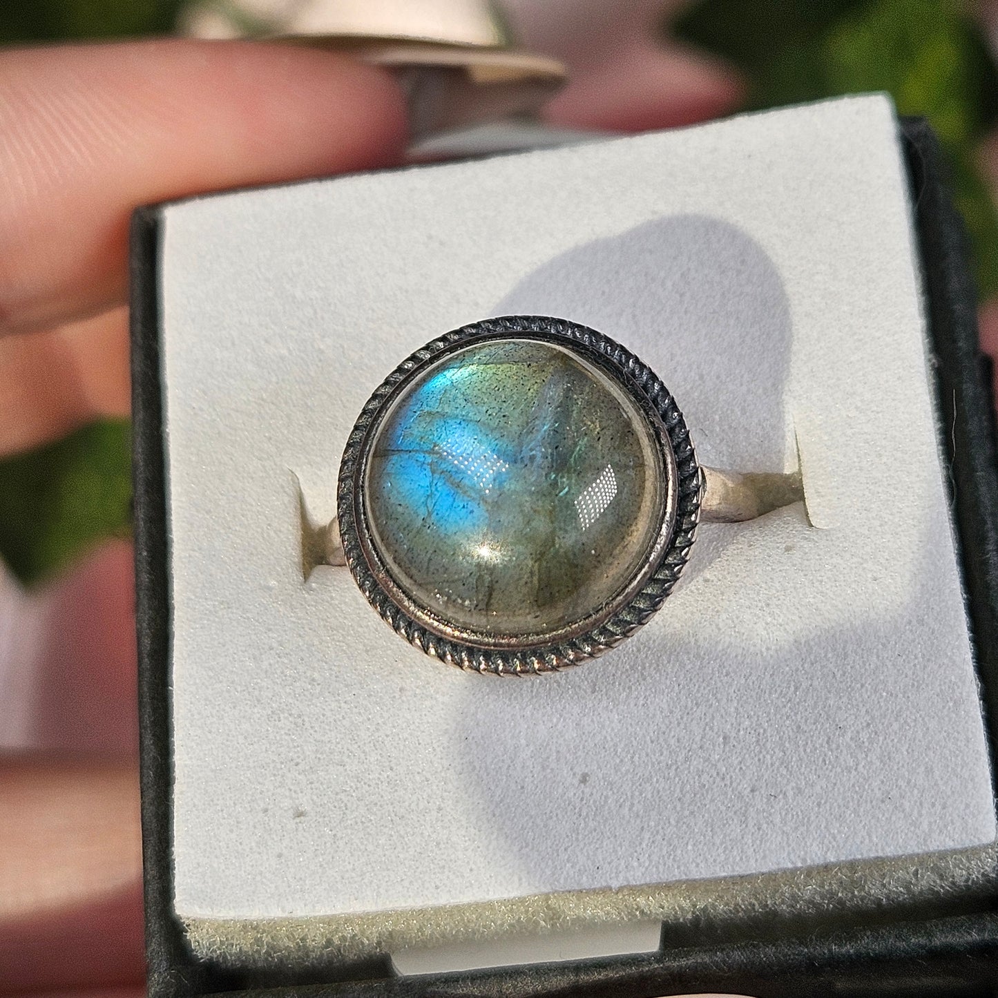 Adjustable S925 labradorite ring