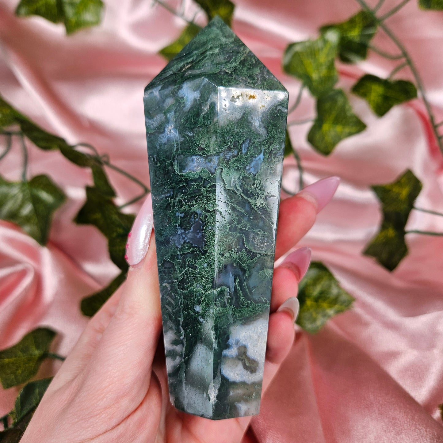 Moss agate cupcake tower