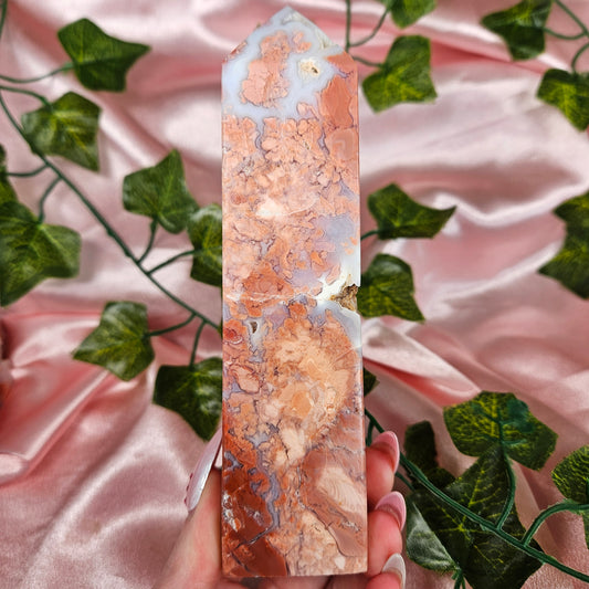 Cotton candy agate tower