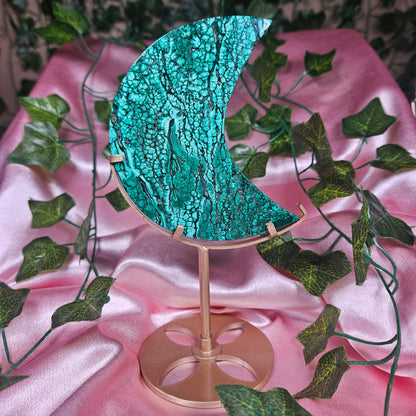 Malachite moon on stand