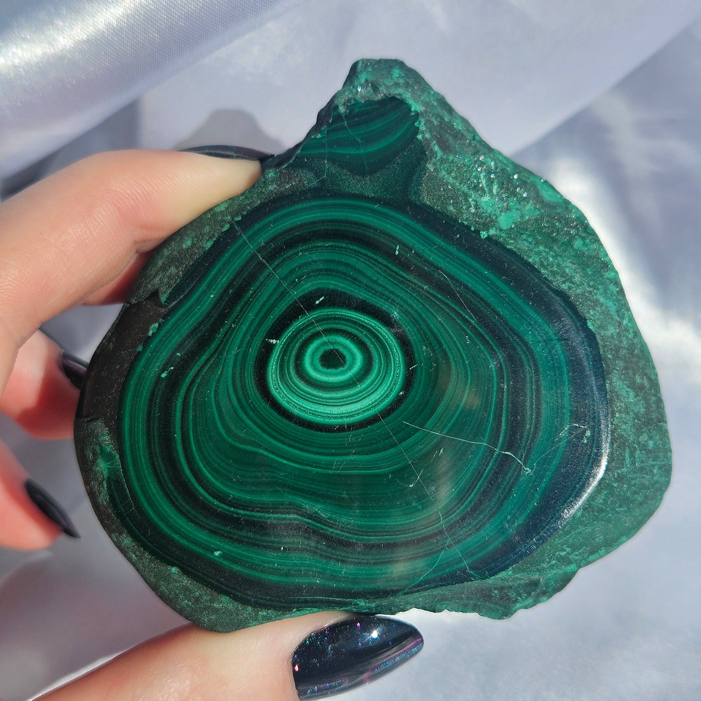 Half polish malachite slab