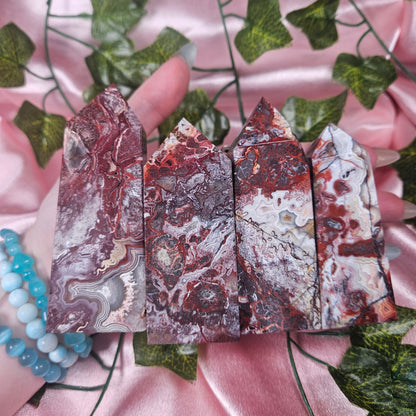 Mexican lace agate tower