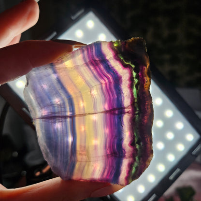 Fluorite slab with stand