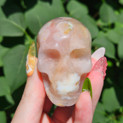 Flower agate skull