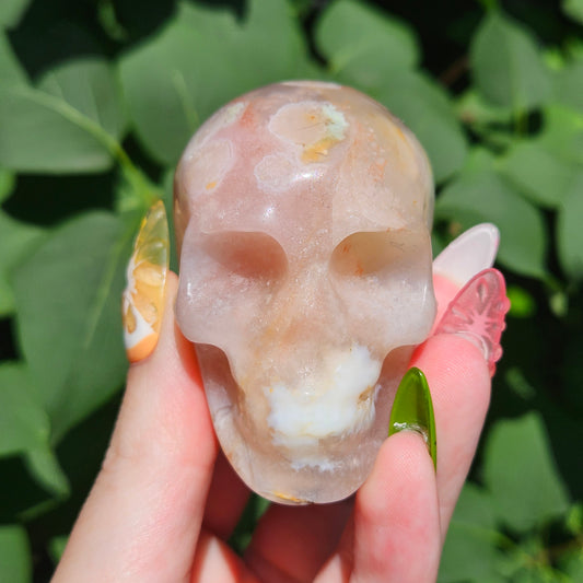 Flower agate skull