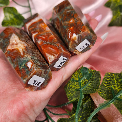 Moss agate/ Carnelian cupcake tower
