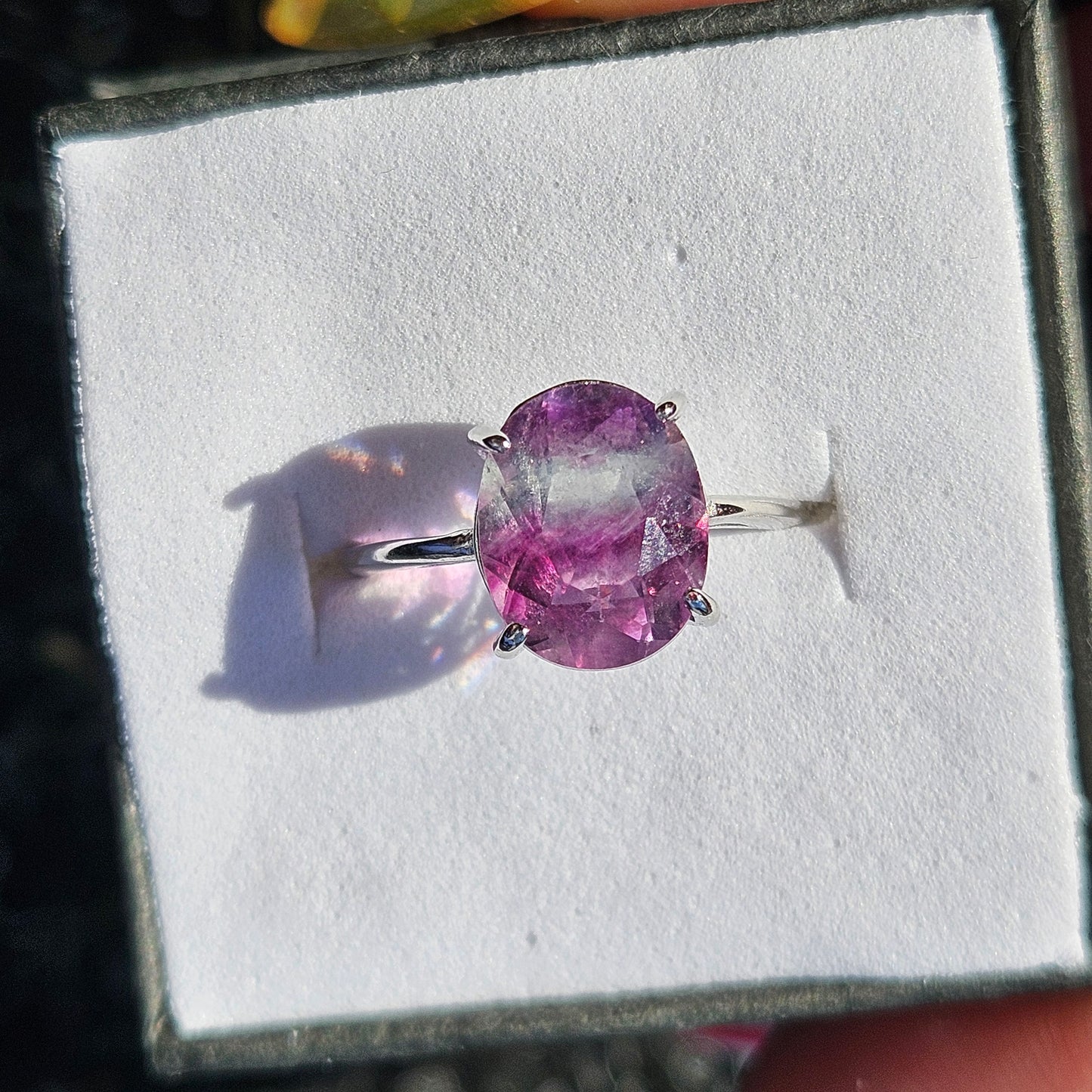 Fluorite faceted ring