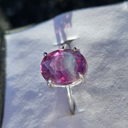 Fluorite faceted ring