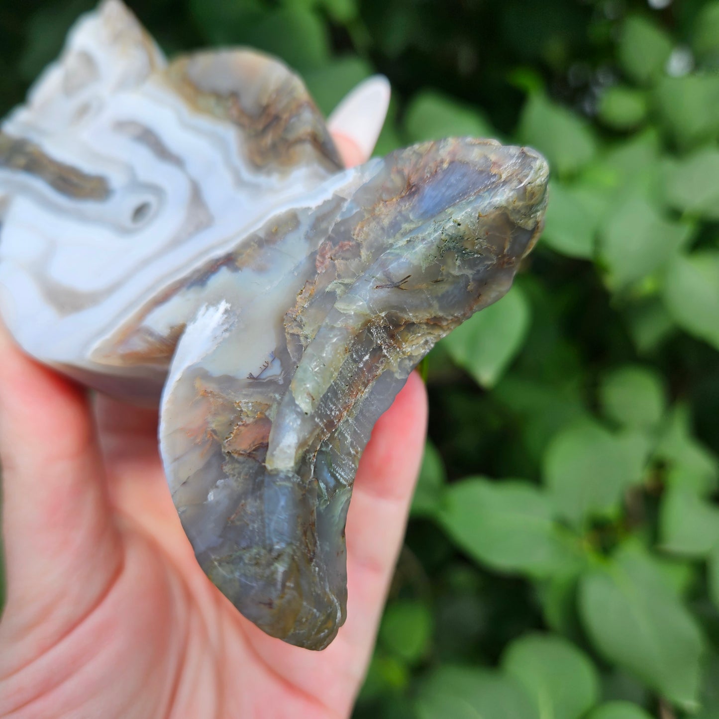 Moss agate triple moon bowl