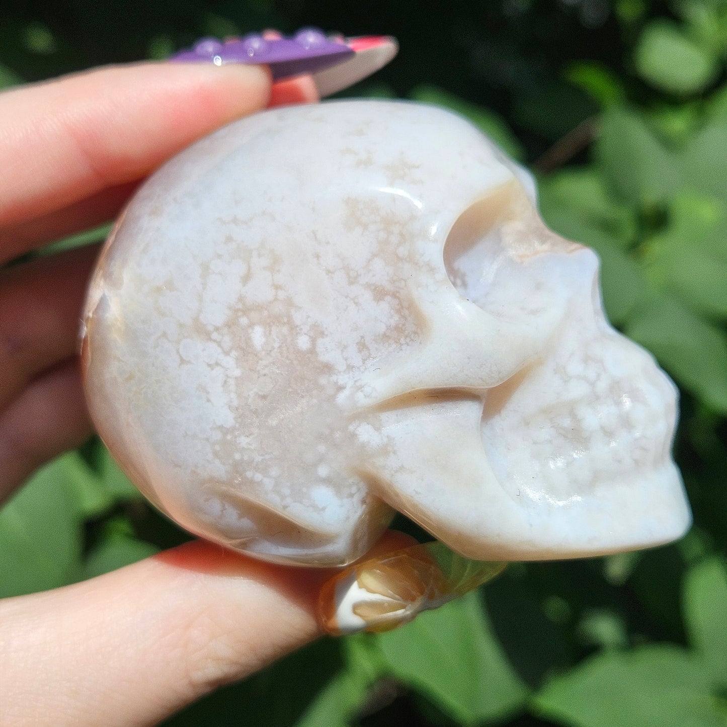 Flower agate skull