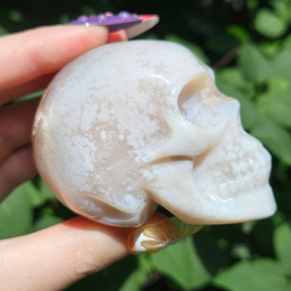 Flower agate skull