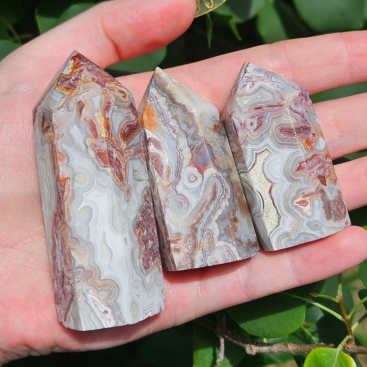 Mexican lace agate tower