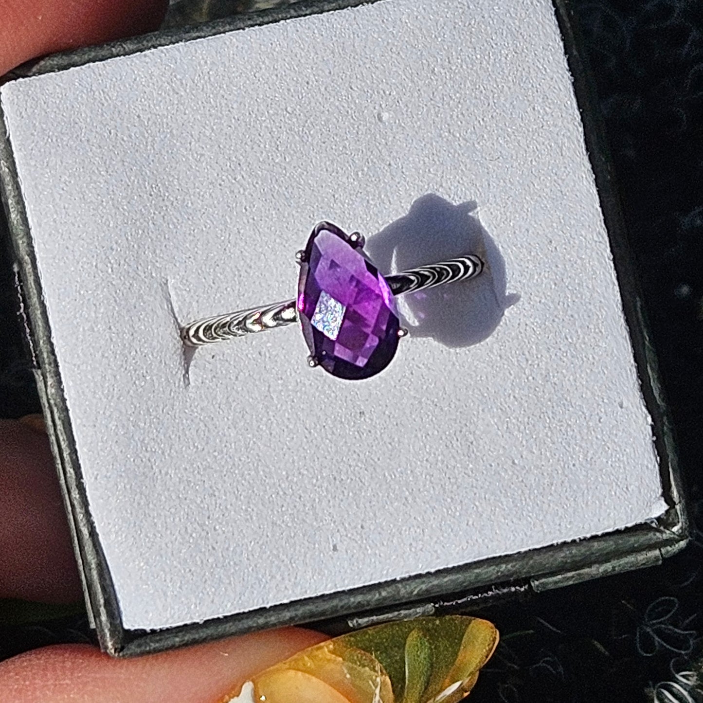 Amethyst faceted ring