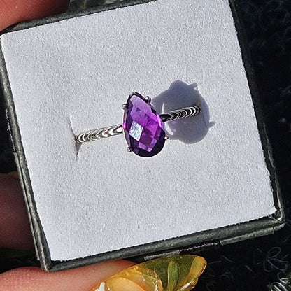 Amethyst faceted ring
