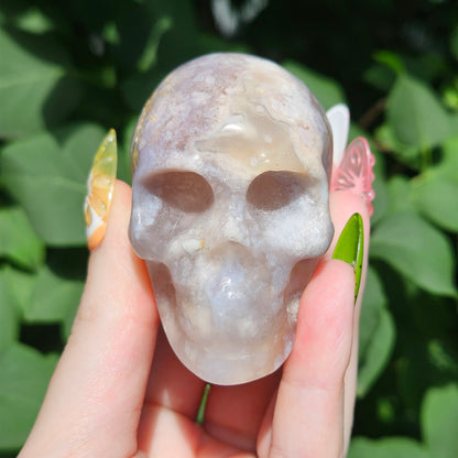 Flower agate skull