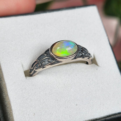 Adjustable S925 opal ring
