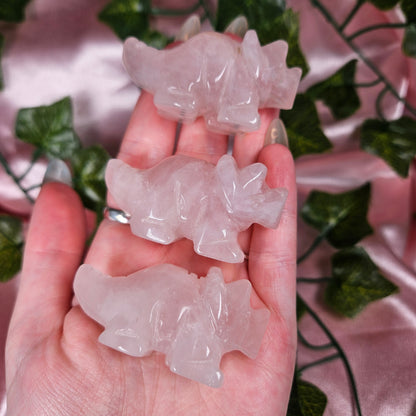 Rose quartz triceratops dino