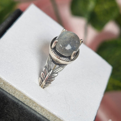 Adjustable S925 labradorite ring