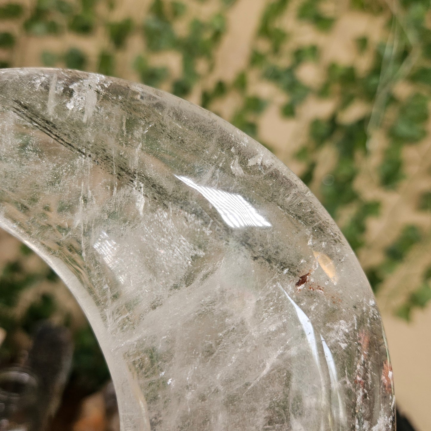 Garden quartz moon on stand