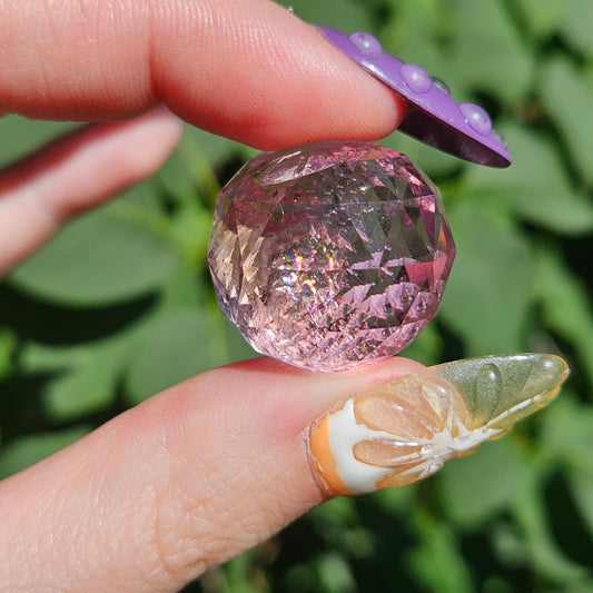 Mini ametrine faceted sphere
