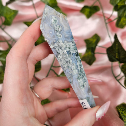 Moss agate wand