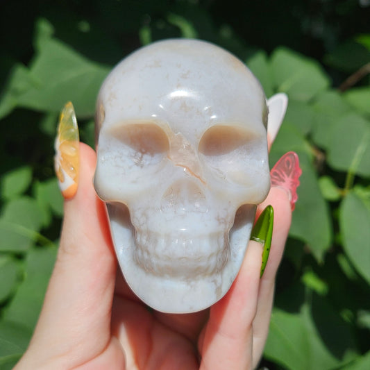 Flower agate skull