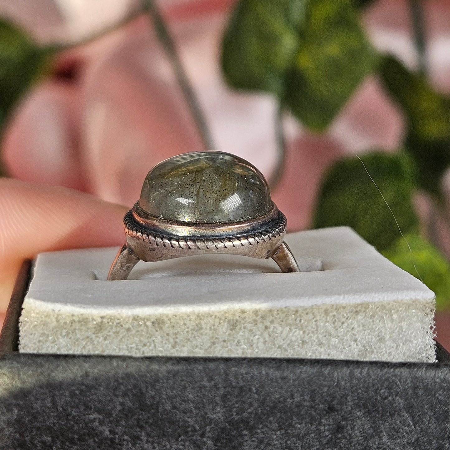 Adjustable S925 labradorite ring